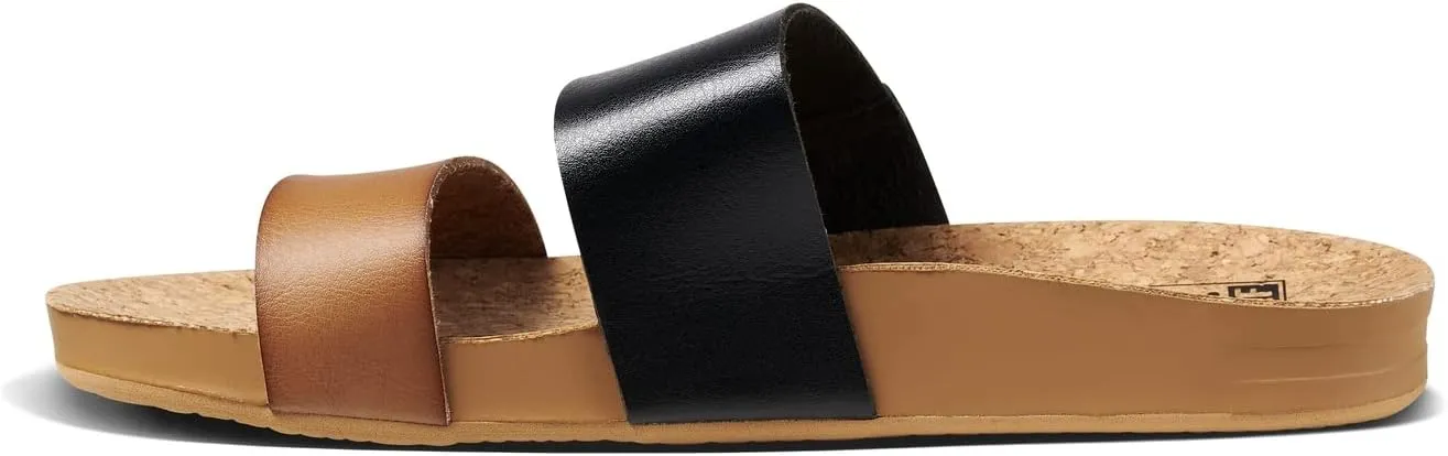 Reef Women's Cushion Vista Fashion Slide Sandal, Vegan Leather Strap, Soft Footbed