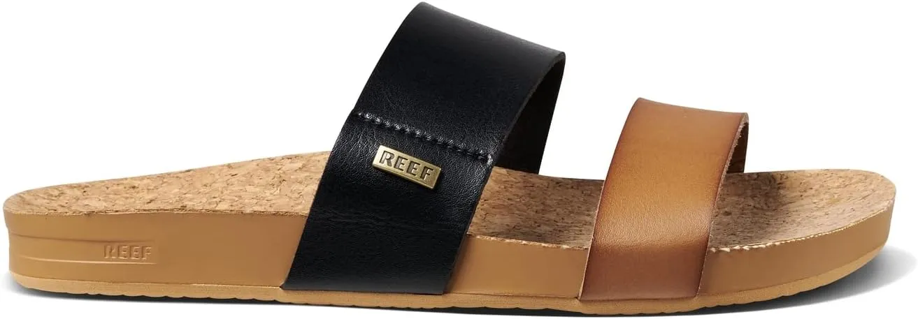 Reef Women's Cushion Vista Fashion Slide Sandal, Vegan Leather Strap, Soft Footbed