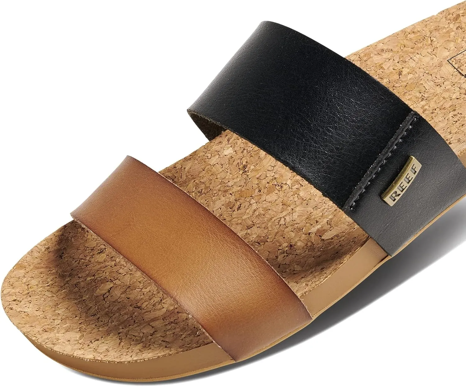 Reef Women's Cushion Vista Fashion Slide Sandal, Vegan Leather Strap, Soft Footbed