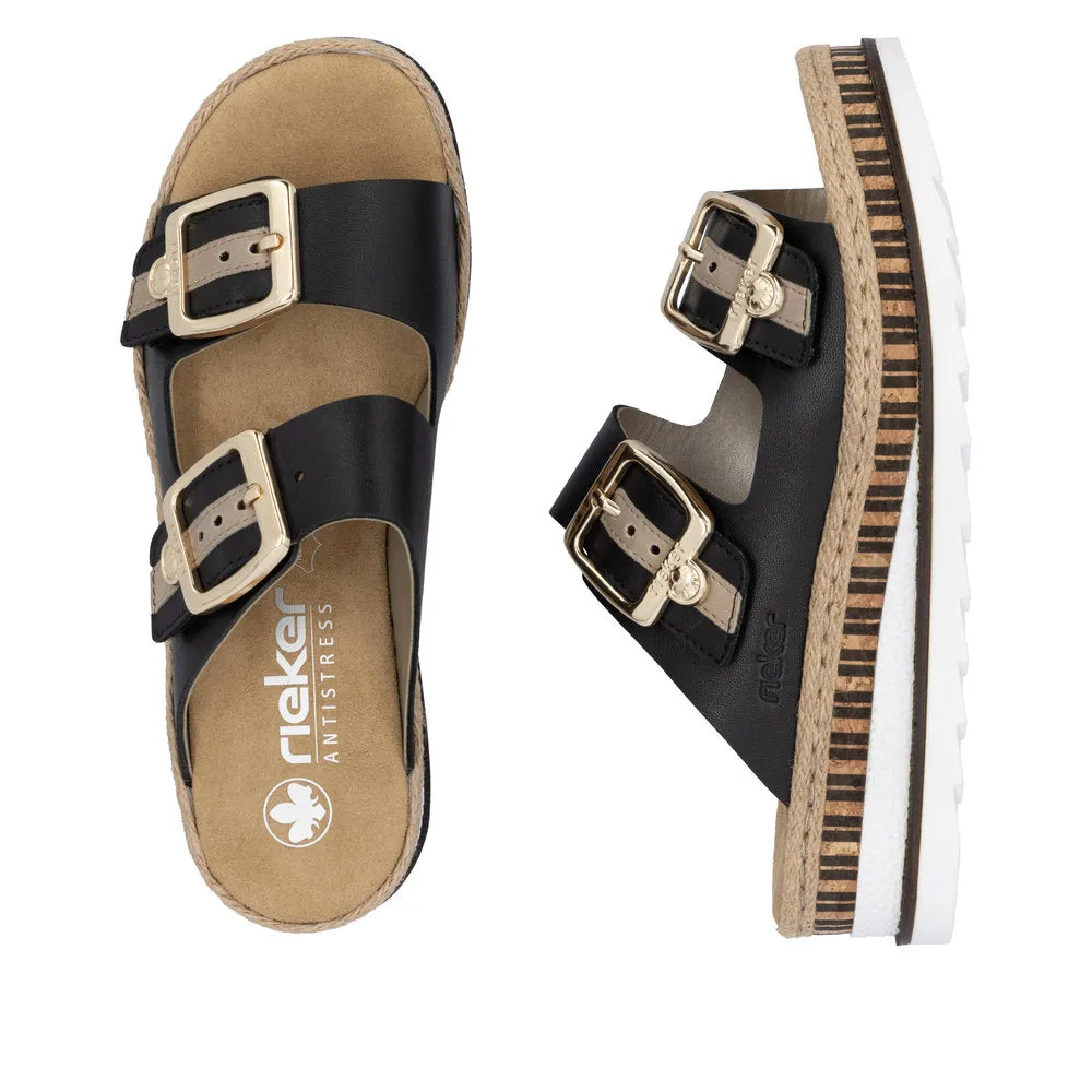 Rieker Ladies Mule Wedge Platform Sandal V7955-00