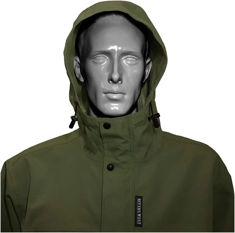 Rivers West Men's 40/40 Waterproof Lightweight Ultra Packable Rain Jacket with Fixed Adjustable Hood