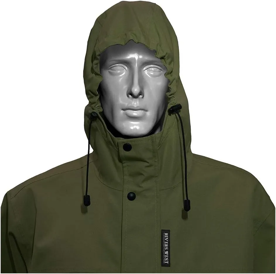 Rivers West Men's 40/40 Waterproof Lightweight Ultra Packable Rain Jacket with Fixed Adjustable Hood