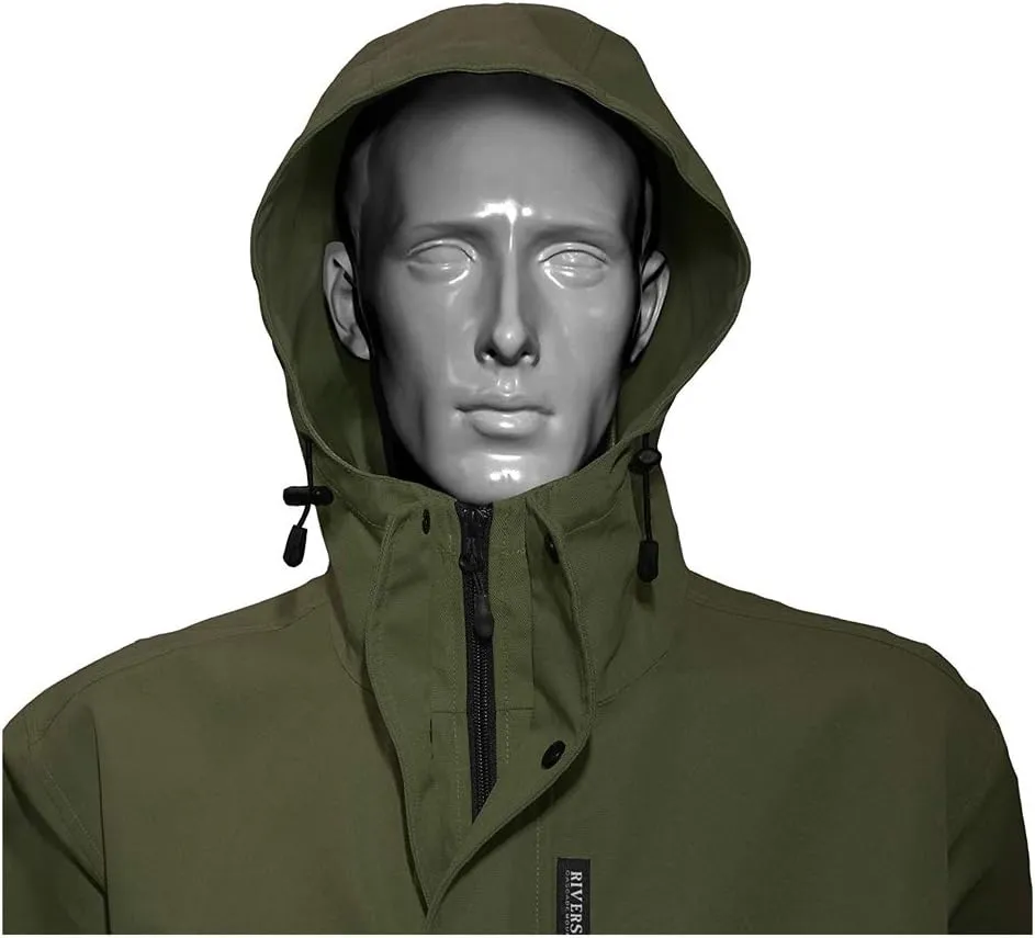 Rivers West Men's 40/40 Waterproof Lightweight Ultra Packable Rain Jacket with Fixed Adjustable Hood