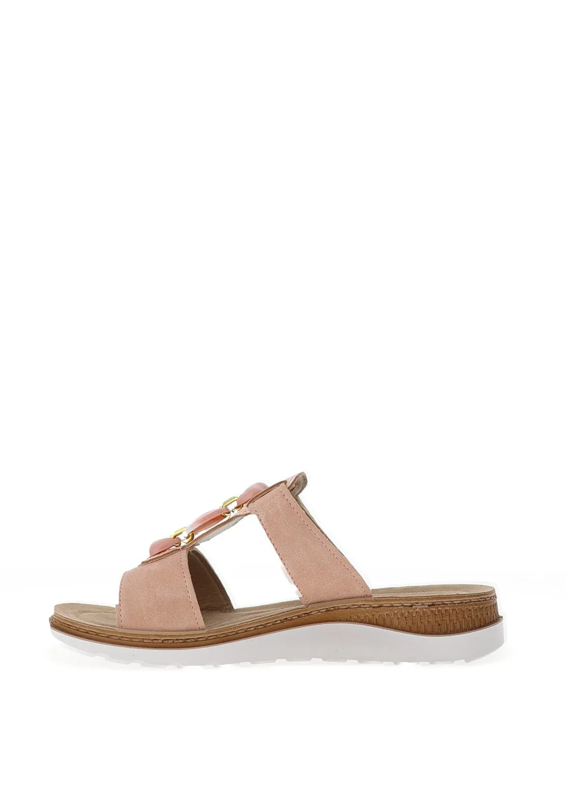 Rohde Womens Leather T-Bar Bead Mule Sandals, Rose