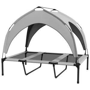 Rootz Dog Bed - Cooling Canopy Bed - Breathable Mesh - Water-Repellent Fabric - Oxford - Tear-Resistant - Steel Frame - 106cm x 76cm x 94cm