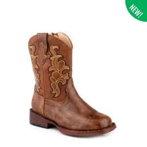 ROPER TODDLER QUILLS COGNAC OSTRICH BOOTS