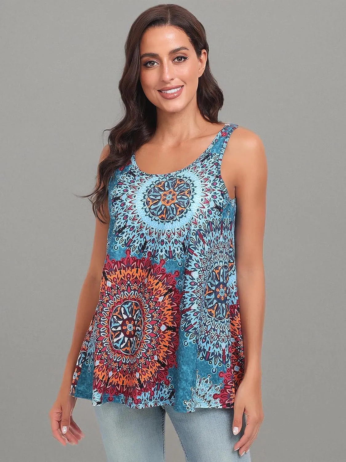 Rosyline Tank Top for Women with Built in Bra Flowy Swing Undershirt Tank Tops S-4XL