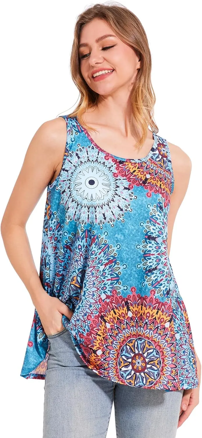 Rosyline Tank Top for Women with Built in Bra Flowy Swing Undershirt Tank Tops S-4XL