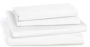 Royal Tradition 100-Percent Cotton Percale Twin Size 3PC Sheets Set, Soft and Crisp Bed Linens, Solid White, Made in Egypt