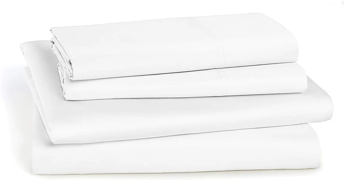 Royal Tradition 100-Percent Cotton Percale Twin Size 3PC Sheets Set, Soft and Crisp Bed Linens, Solid White, Made in Egypt