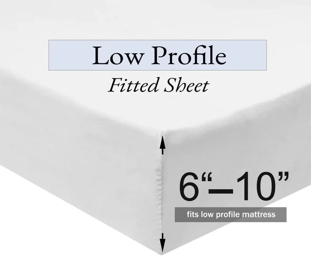 Royal Tradition Low Profile Sateen Sheets Set (6-10 Inch Pockets) Queen Size-Beige, 100% Cotton 300 Thread Count 4pc Bed Linens