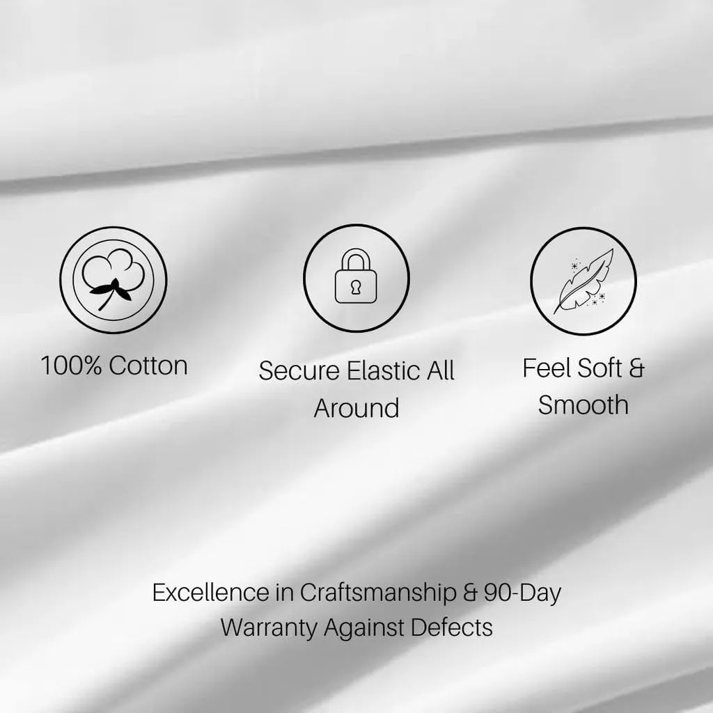 Royal Tradition Low Profile Sateen Sheets Set (6-10 Inch Pockets) Queen Size-Beige, 100% Cotton 300 Thread Count 4pc Bed Linens