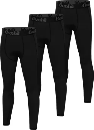 Runhit Boys Compression Leggings,Youth Athletic Tights Basketball Compression Pants,Boys Base Layer Pants Sports Legging