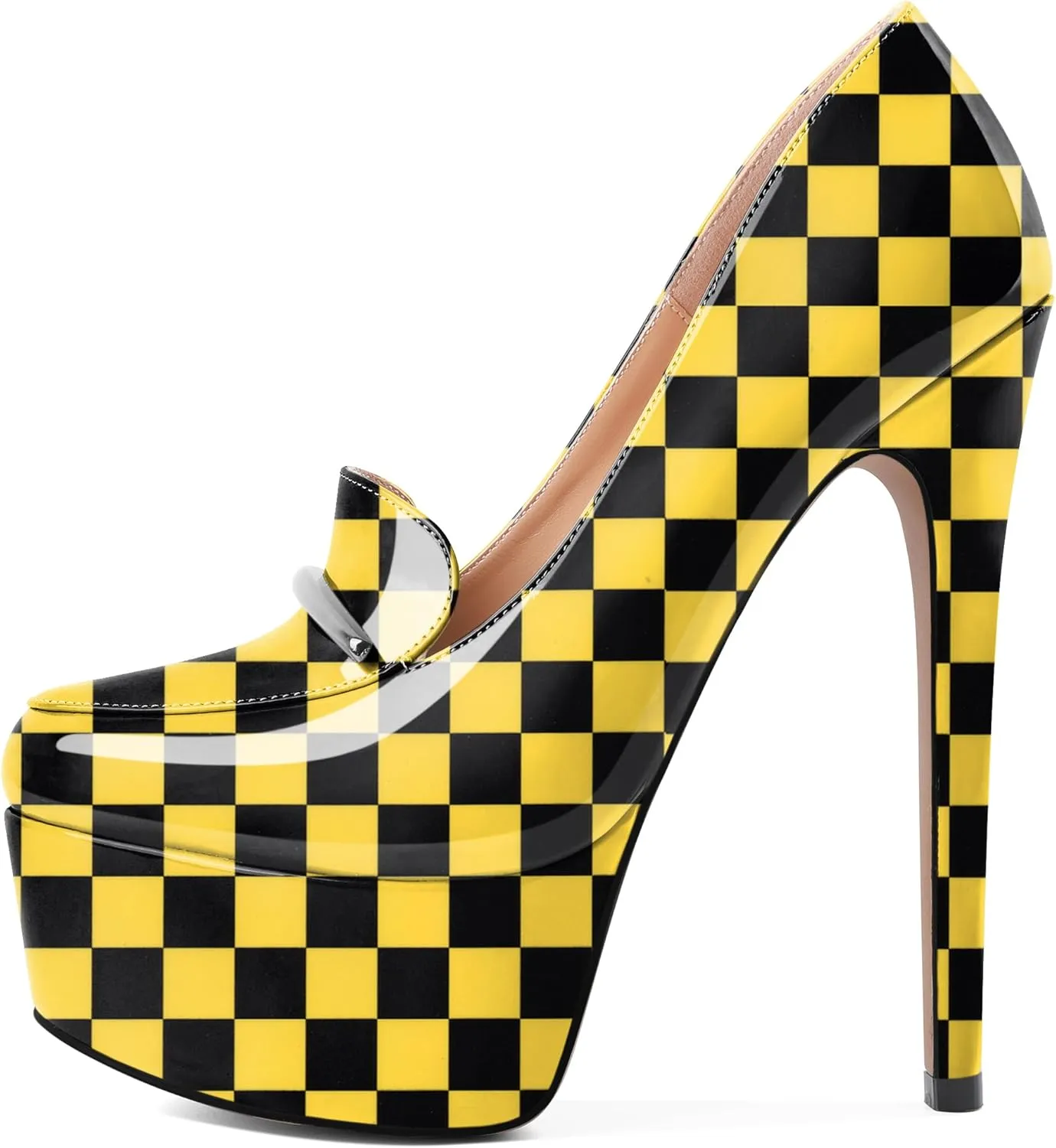 SAMMITOP Women's Platform High Heel Pumps Round Closed Toe Slip On Stilettos Elegant Office Party Dress Loafer Shoes 6 Inch