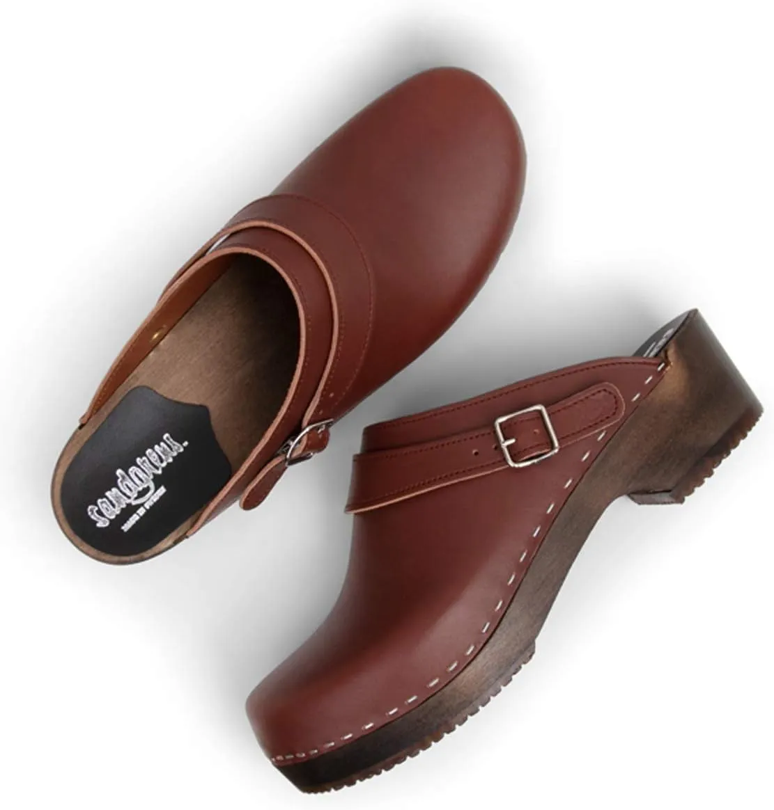 Sandgrens Handmade Swedish Wood Clogs for Men, Low Heel Mule | Nybro