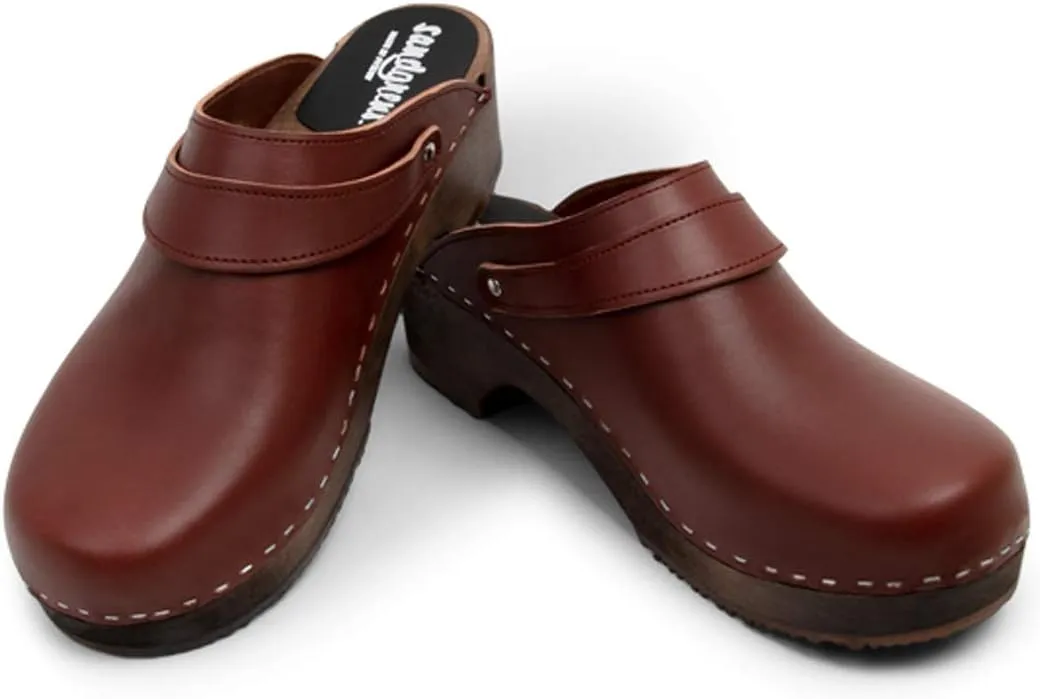 Sandgrens Handmade Swedish Wood Clogs for Men, Low Heel Mule | Nybro