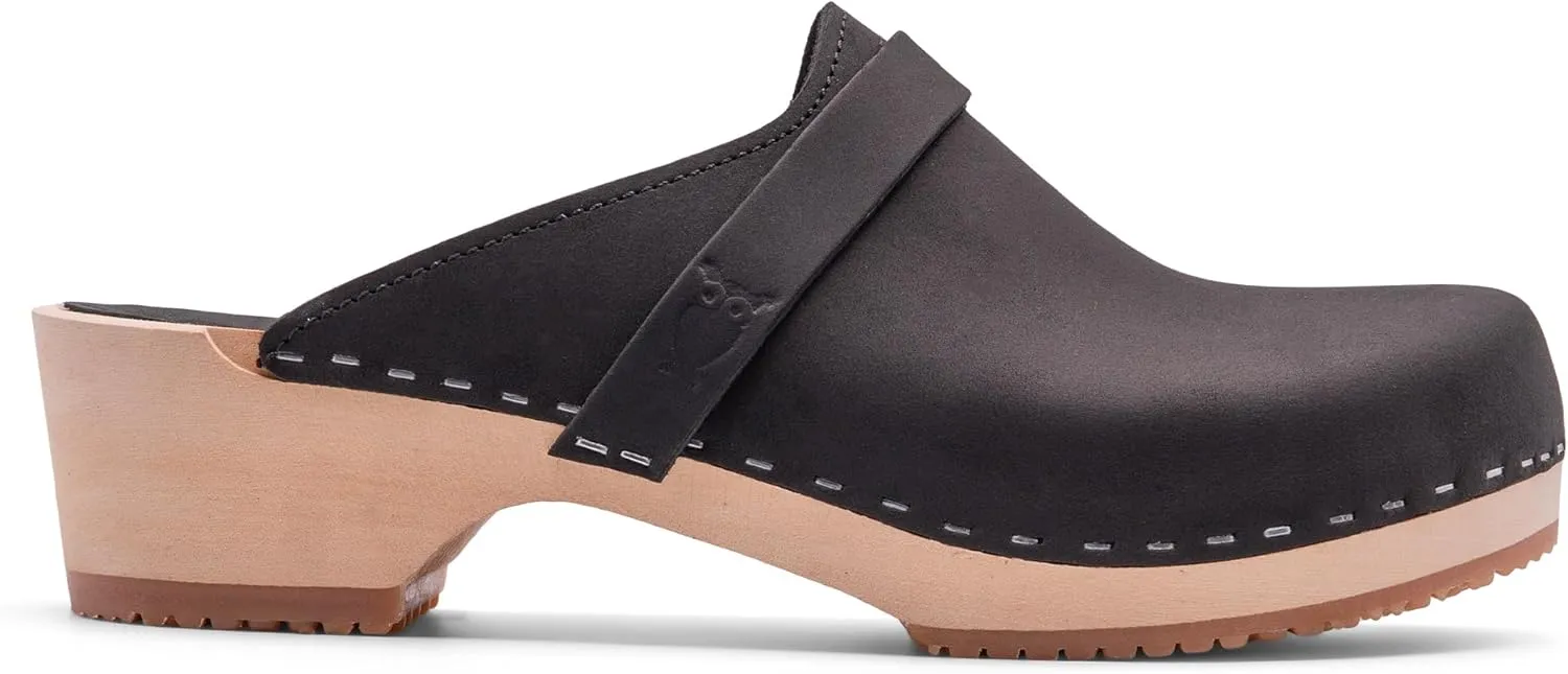 Sandgrens Handmade Swedish Wood Clogs for Women, Low Heel Mule | Tokyo