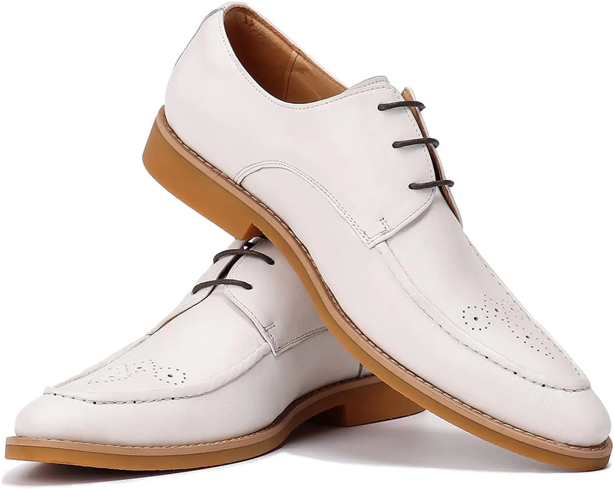 Santimon Men's Lace Up Formal Modern Oxford Dress Shoes White