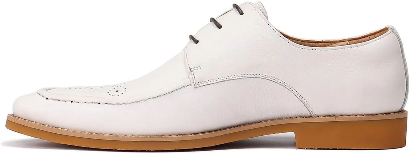 Santimon Men's Lace Up Formal Modern Oxford Dress Shoes White