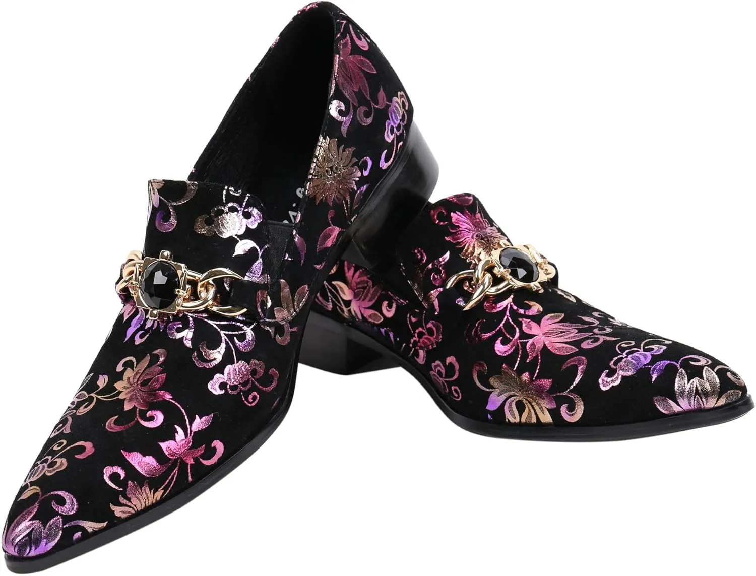 Santimon Mens Smoking Slipper Loafers Men Rhinestone Buckle Casual Slip On Dress Shoes