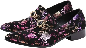 Santimon Mens Smoking Slipper Loafers Men Rhinestone Buckle Casual Slip On Dress Shoes