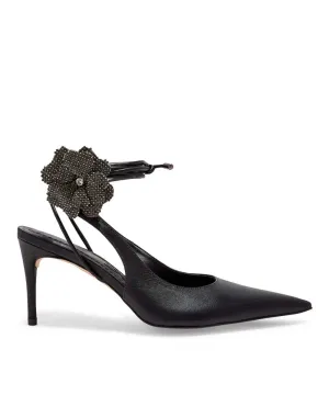 Scarpin Santa Lolla Preto Flor Salto Fino