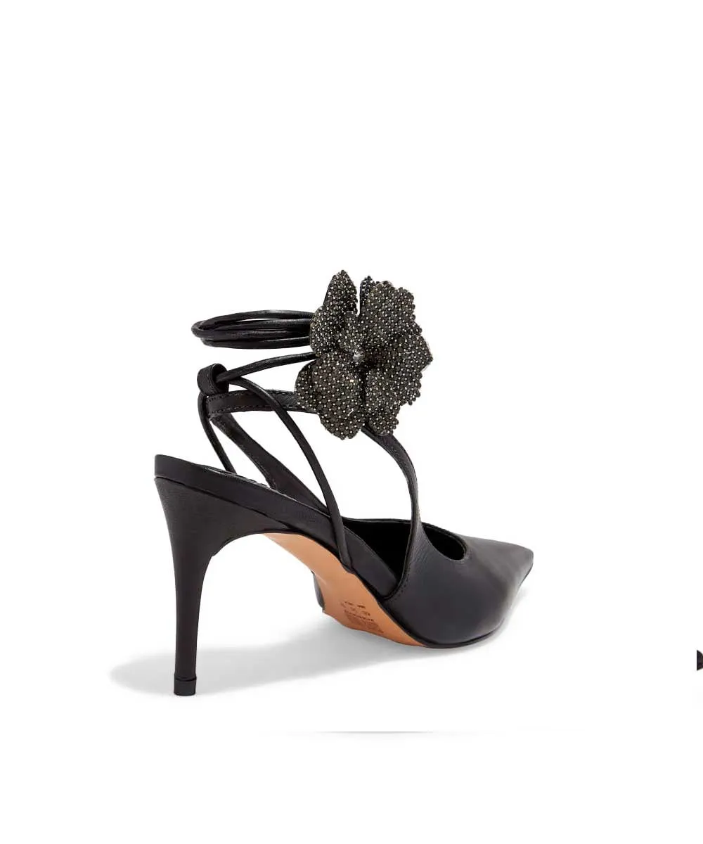 Scarpin Santa Lolla Preto Flor Salto Fino