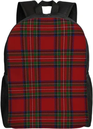 Scottish Clan Stewart Red Tartan Minimalist Laptop Backpack – Waterproof Business Travel Bag, Breathable Design, Modern Work & Leisure
