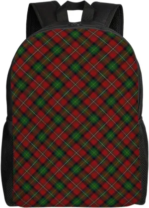 Scottish Clan Tartan Minimalist Laptop Backpack – Waterproof Business Travel Bag, Breathable Design, Modern Work & Leisure
