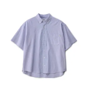 S/DOUBLE Classic Oxford S/S Shirt Navy Stripe