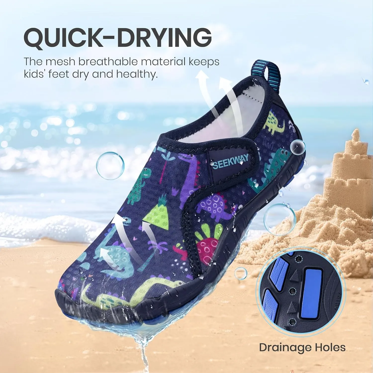 SEEKWAY Barefoot Water Shoes for Kids - Wide Toe Box and Quick-Dry Sand Shoes Toddler for Hiking Swim Beach Pool Kayak Sport Accessories, Camping Essentials Non-Slip for Boys Girls Sizes