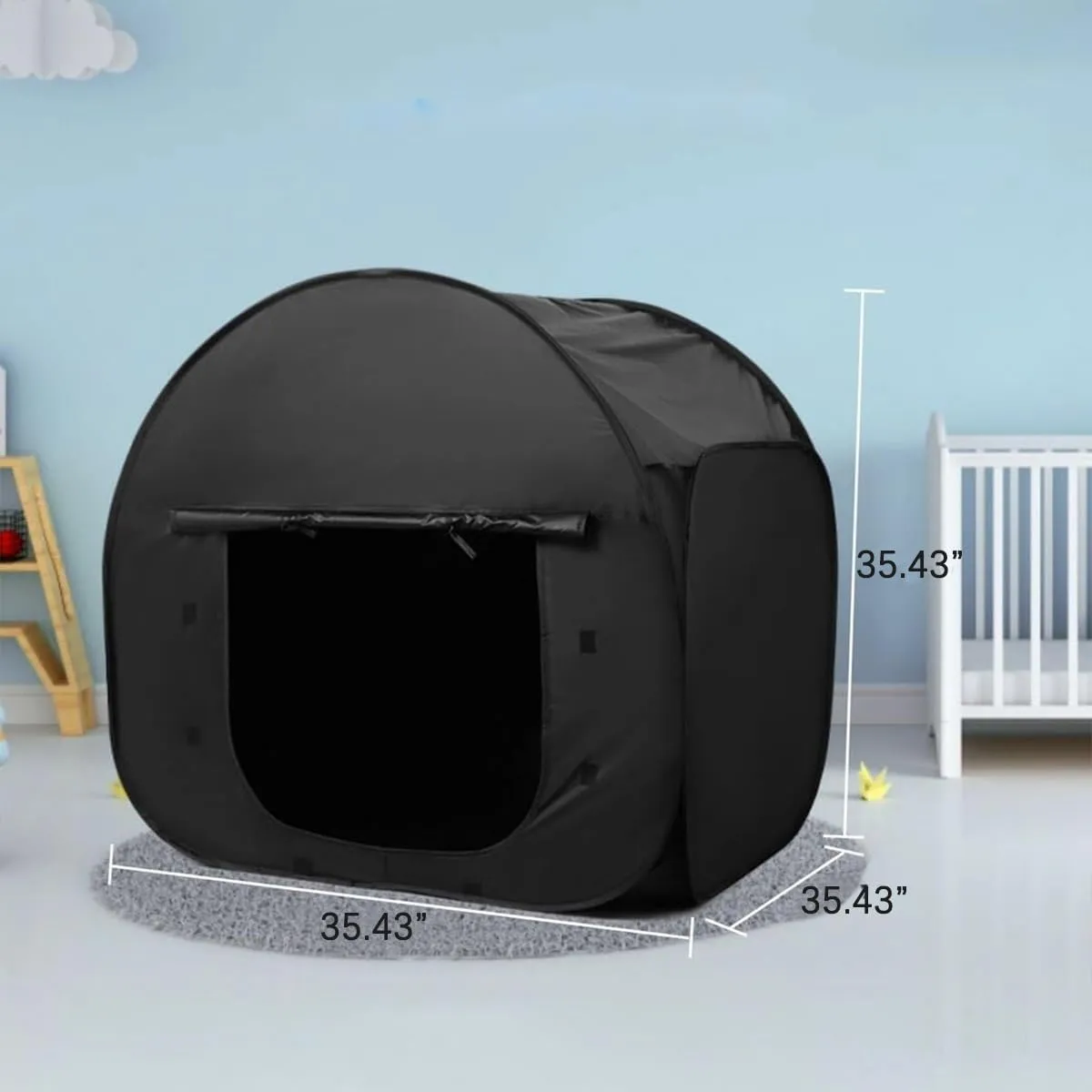 Sensory Tent Pop Up Tent Calm Corner for Kids Blackout Calm Down Cover for Autistic Child,Helps with Autism,SPD, Anxiety & Improve Focus(Black Coating,35.43"x35.43"x35.43")