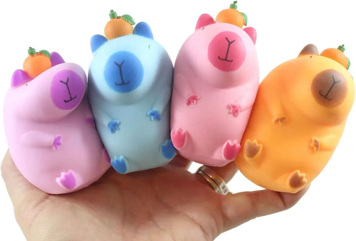 Set of All 4 Capybara Stretchy Sand Filled - Lover Sensory Fidget Toy Weighted Cute Colorful Capys (Set of All 4 Colors)