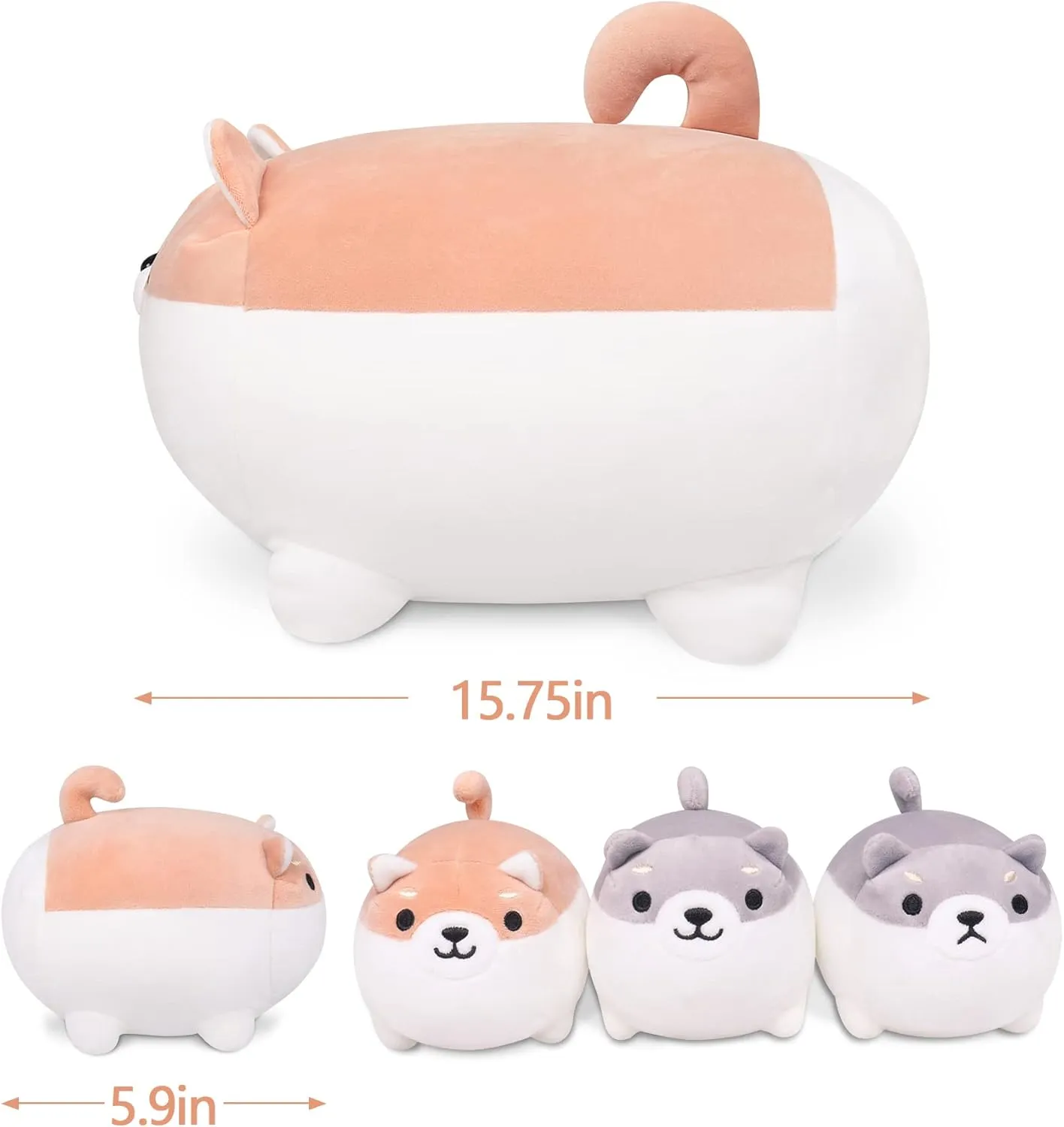 Shiba Inu Plush, 5 PCS Shiba Inu Stuffed Animal Family, 16" Corgi Plushie Cute Soft Plushies Pillow Toy Anime Kawaii Plush Soft Corgi Pillow,Dog Mommy with 4 Puppies Toy Gifts for Boys Girls