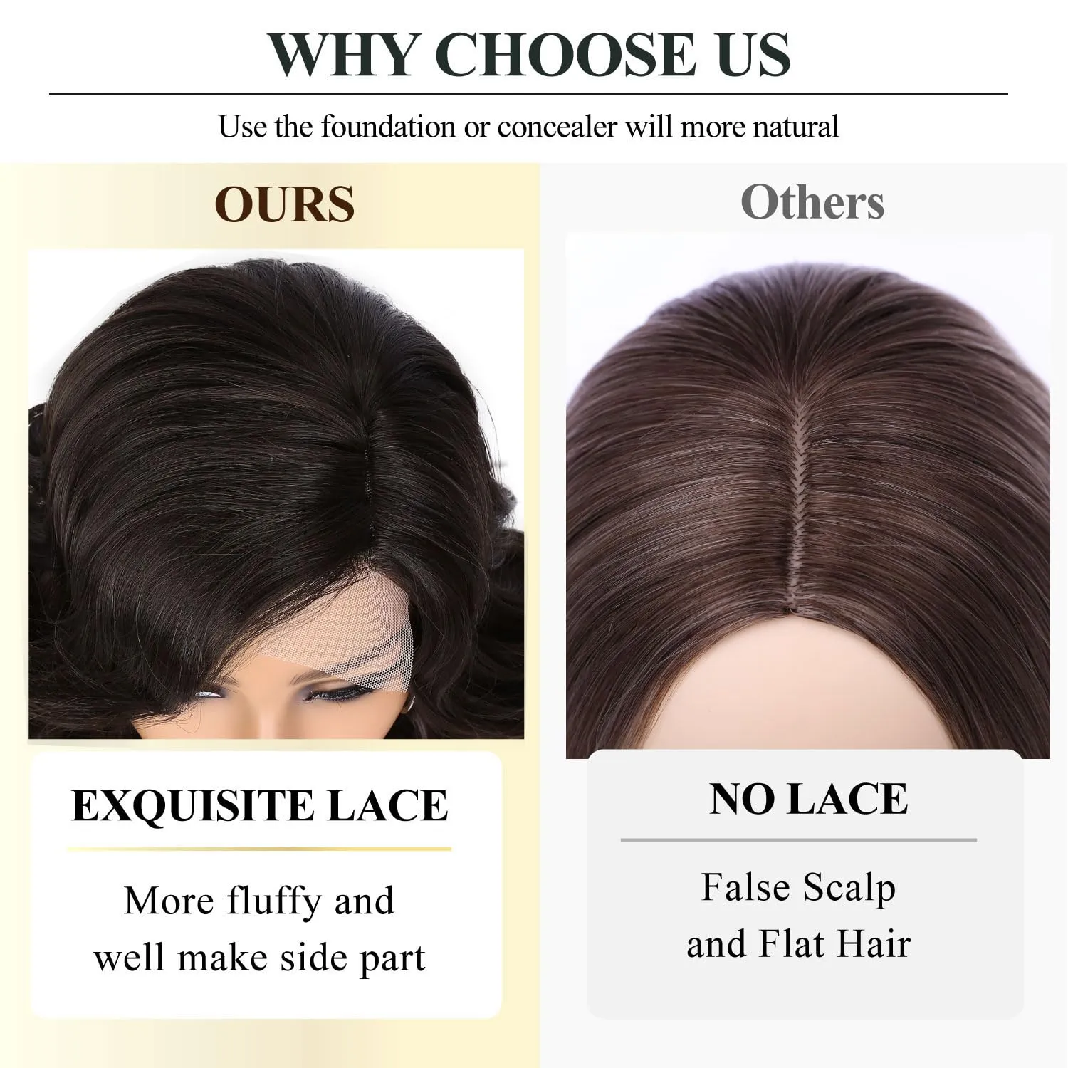 Short Body Wavy Wig Curly Loose Wave Wigs Big Curly Lady Side Part Wigs Synthetic Bob Wavy Wig for Black Women (Chocolate Brown)