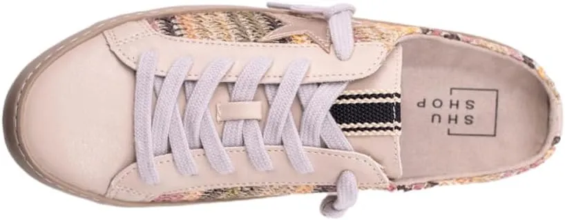 Shu Shop Womens Polka Striped Mule Sneakers Shoes Casual - Beige