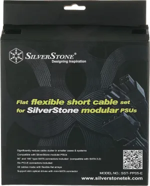 SilverStone Technology Flat Flexible Short Cable Set Designed for SilverStone Modular Power Supplies PP05-E
