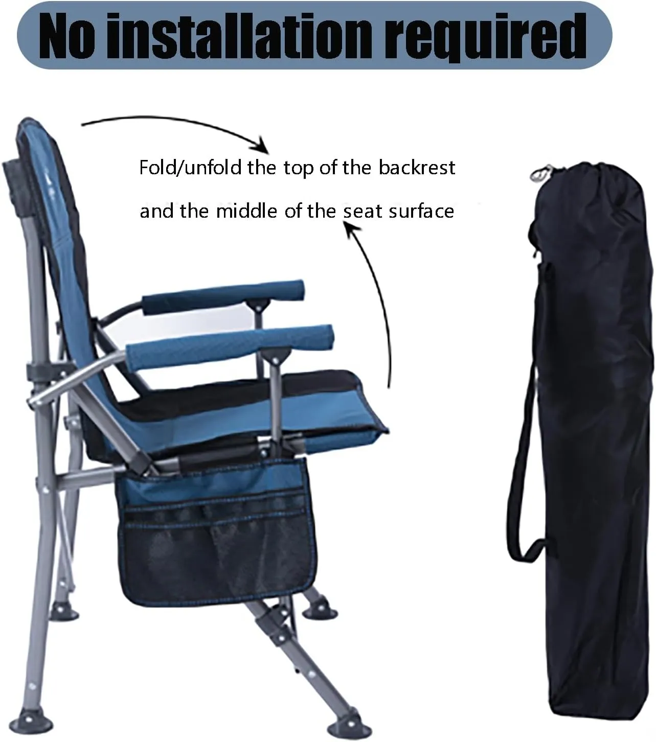 Simple and Portable Folding Camping Chair, Extra Large Heavy-duty Outdoor Chair, Fishing Chair, Beach Chair With Cup Holder and Storage Bag, Breathable Mesh On The Back,Bearing Capacity150kg.