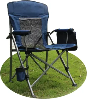 Simple and Portable Folding Camping Chair, Extra Large Heavy-duty Outdoor Chair, Fishing Chair, Beach Chair With Cup Holder and Storage Bag, Breathable Mesh On The Back,Bearing Capacity150kg.