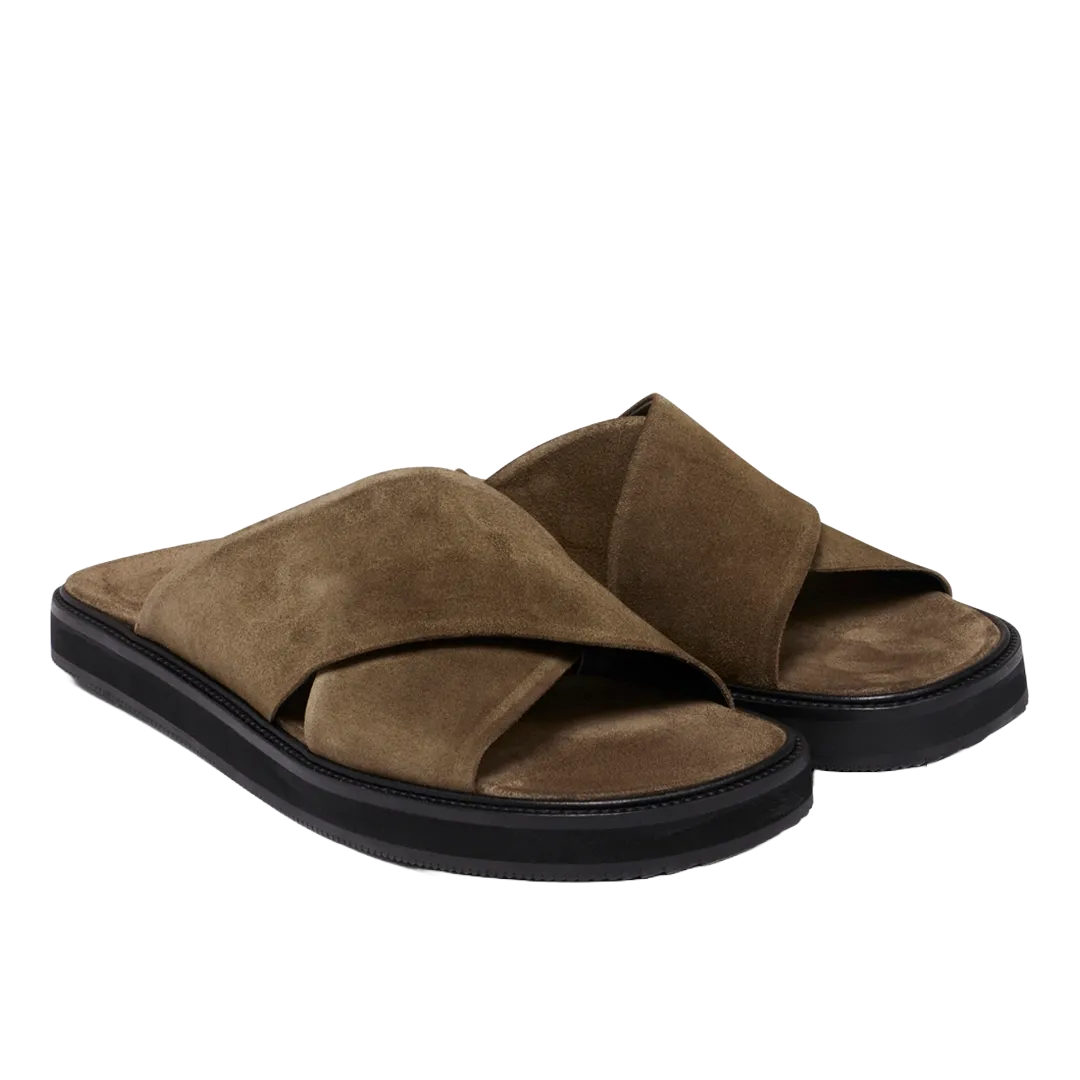 Slip-in cross leather sandal