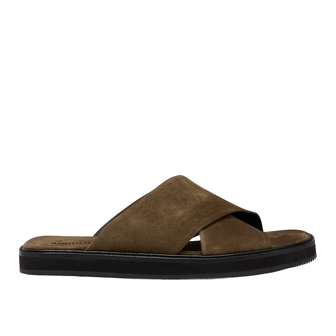 Slip-in cross leather sandal