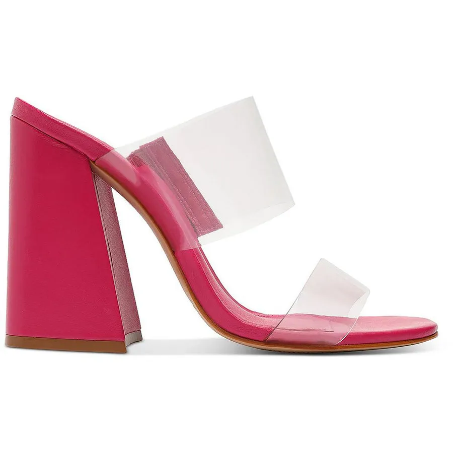 Slip Victorie Invitation-only deal Sandals Schutz Toe Clear Block Open Pink High On Vibrant Strap Heel Fraud-proof