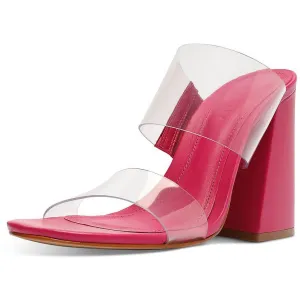 Slip Victorie Invitation-only deal Sandals Schutz Toe Clear Block Open Pink High On Vibrant Strap Heel Fraud-proof