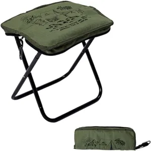 Small Portable Folding Stools with Printed, 1 Pack 11 Inch Height Fishing Stool Folding Camping Stool Lightweight for Camping, Fishing, Picnic, Travel and Camping