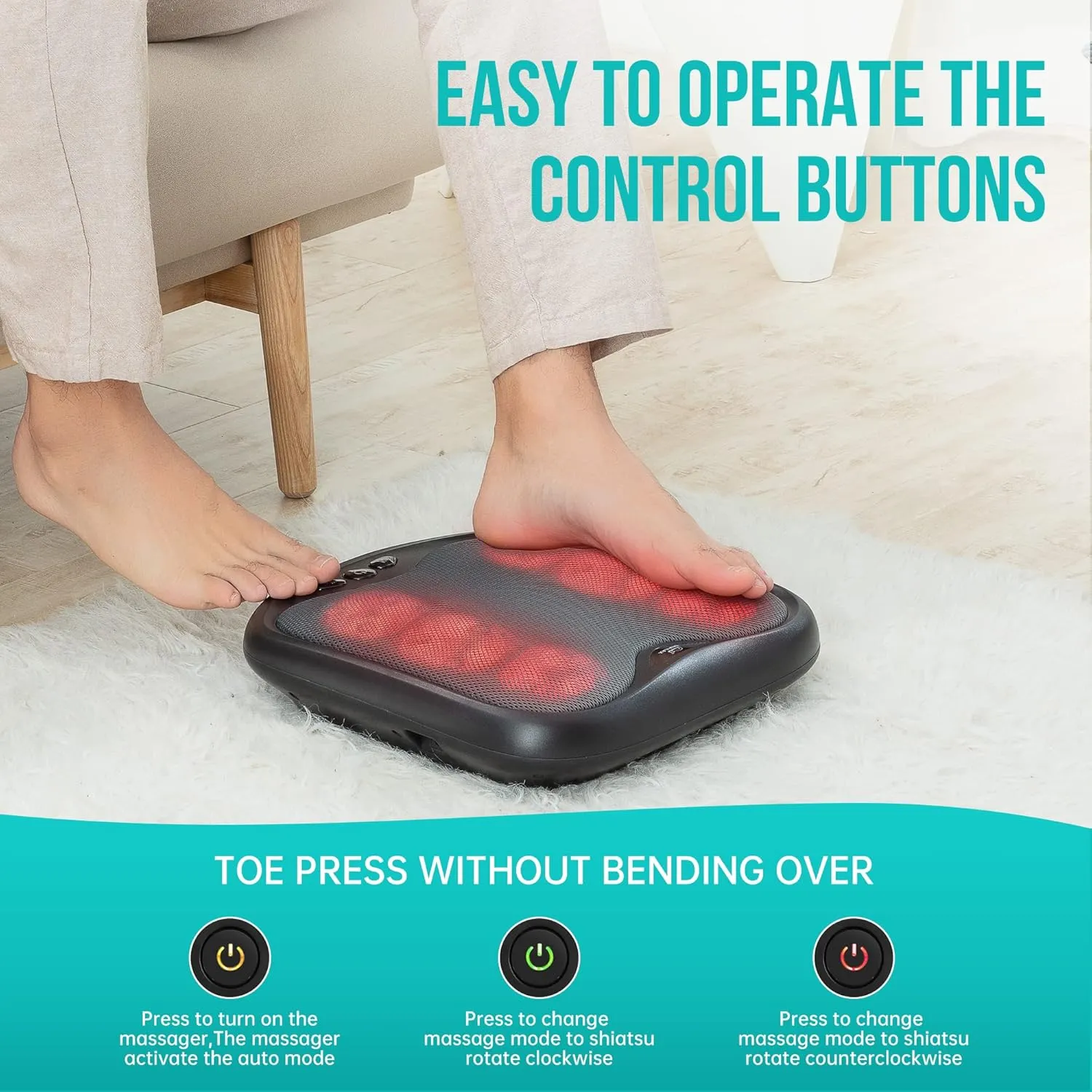 Snailax Shiatsu Foot Massager with Heat, FSA HSA Eligible, Washable Cover Kneading Foot & Back Massager, Heated Foot Warmer, Electric Feet Massager Machine for Plantar Fasciitis,Foot