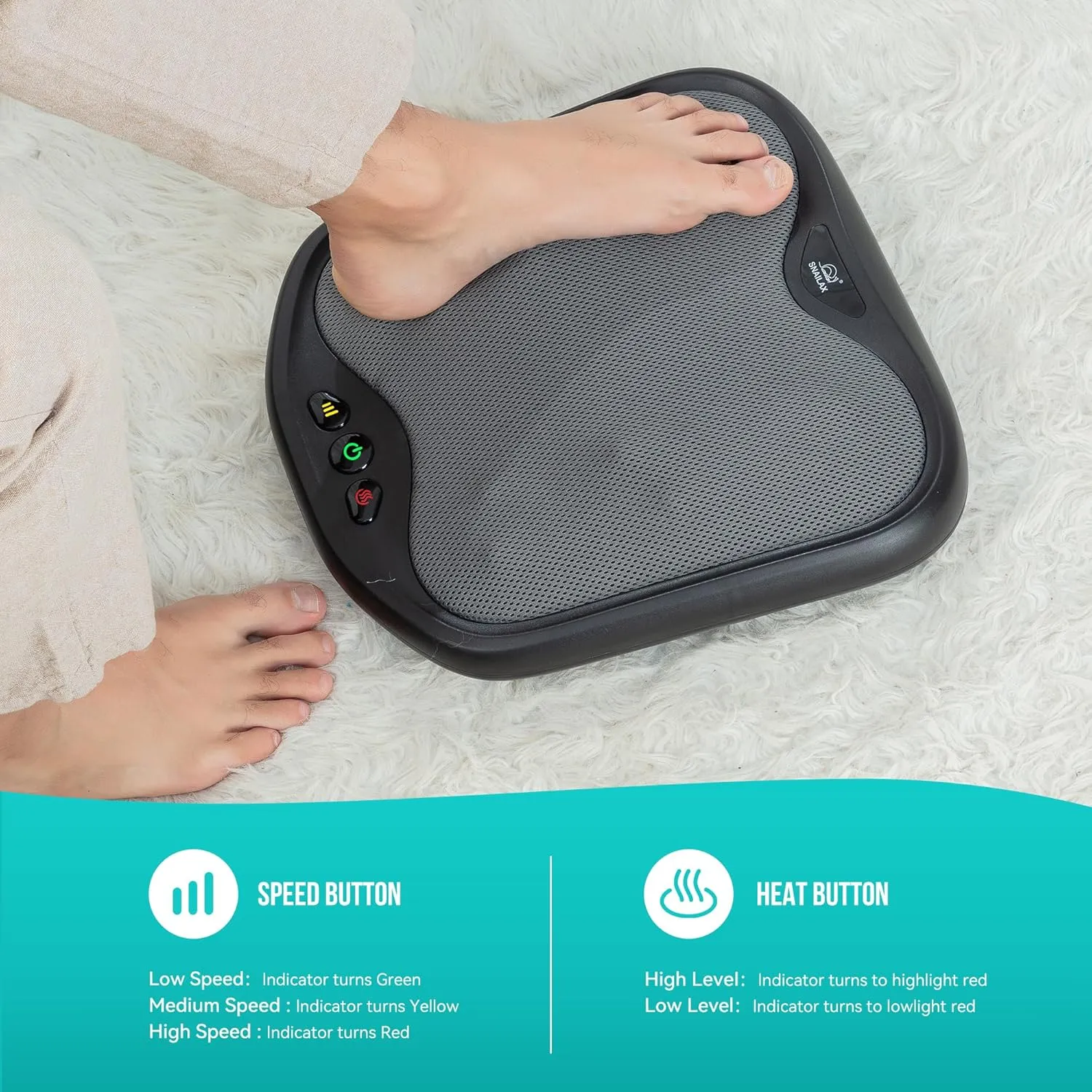 Snailax Shiatsu Foot Massager with Heat, FSA HSA Eligible, Washable Cover Kneading Foot & Back Massager, Heated Foot Warmer, Electric Feet Massager Machine for Plantar Fasciitis,Foot
