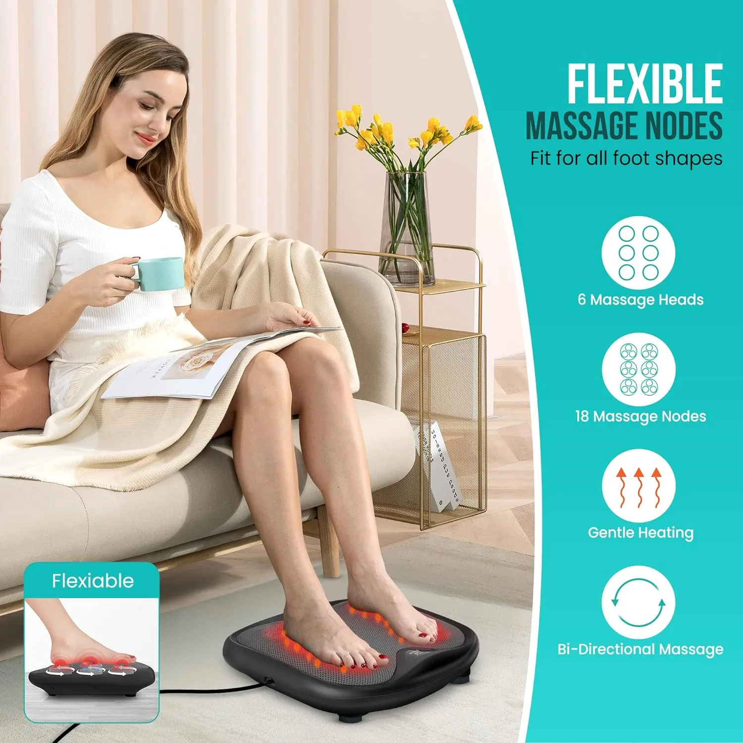 Snailax Shiatsu Foot Massager with Heat, FSA HSA Eligible, Washable Cover Kneading Foot & Back Massager, Heated Foot Warmer, Electric Feet Massager Machine for Plantar Fasciitis,Foot