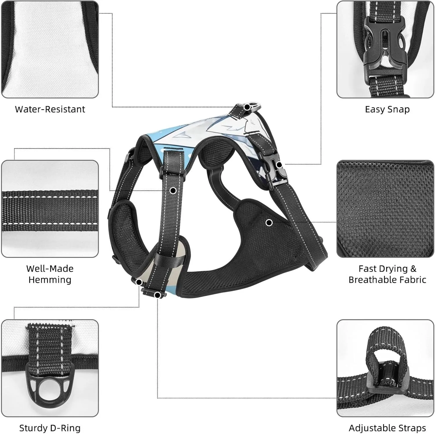 Snow-Capped Mountains Large Printed pet Traction Vest - Suitable for Dog Walking, Hiking and Outdoor Adventures,
