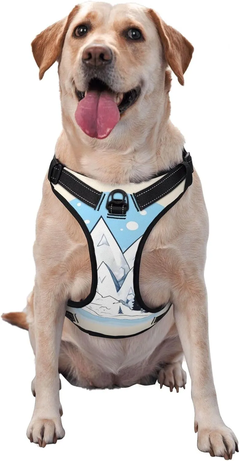 Snow-Capped Mountains Large Printed pet Traction Vest - Suitable for Dog Walking, Hiking and Outdoor Adventures,
