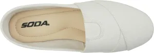 Soda OBJI ~ Women Fashion Flat Slip On Canvas Loafers Padded Gel Foam Insoles (White, Numeric_5_Point_5)